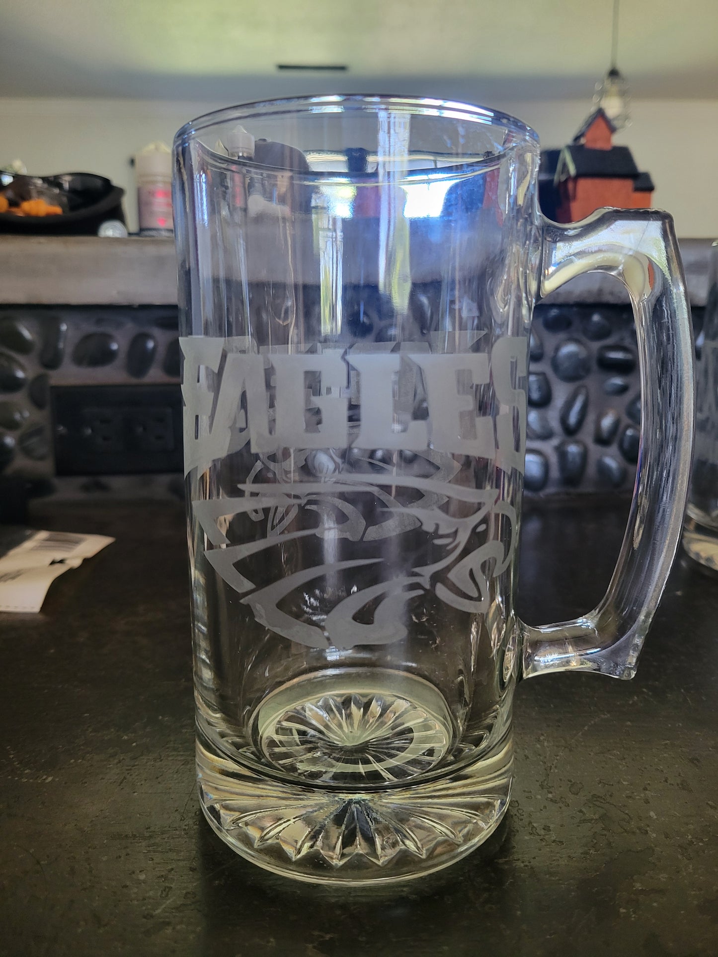 Etched Eagle Glass Mug