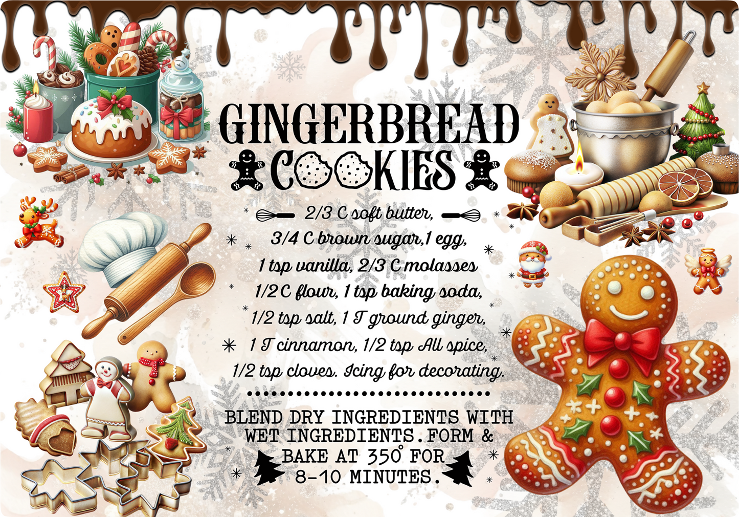 Gingerbread Glass Cutting Board