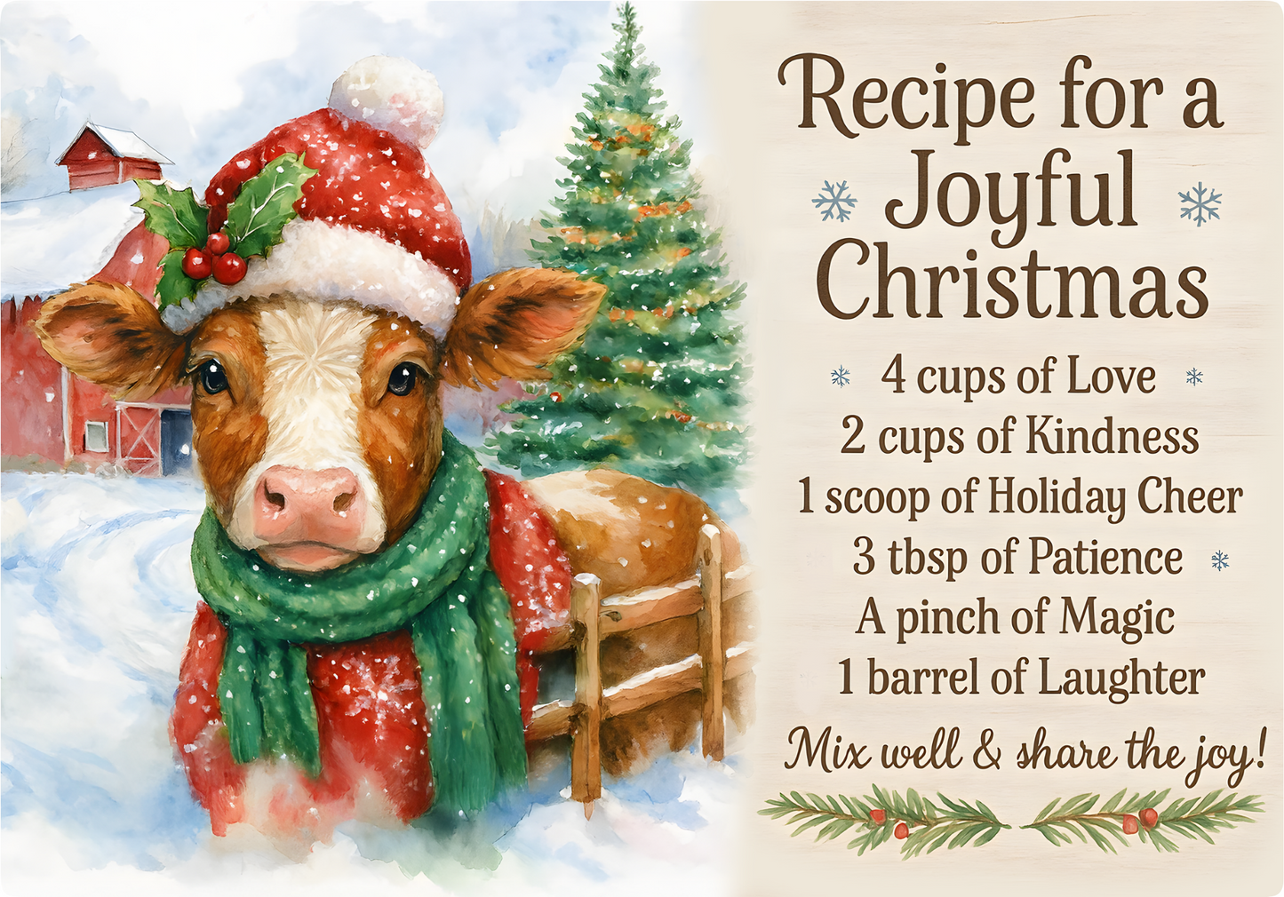 Christmas Cow Glass Cutting Board