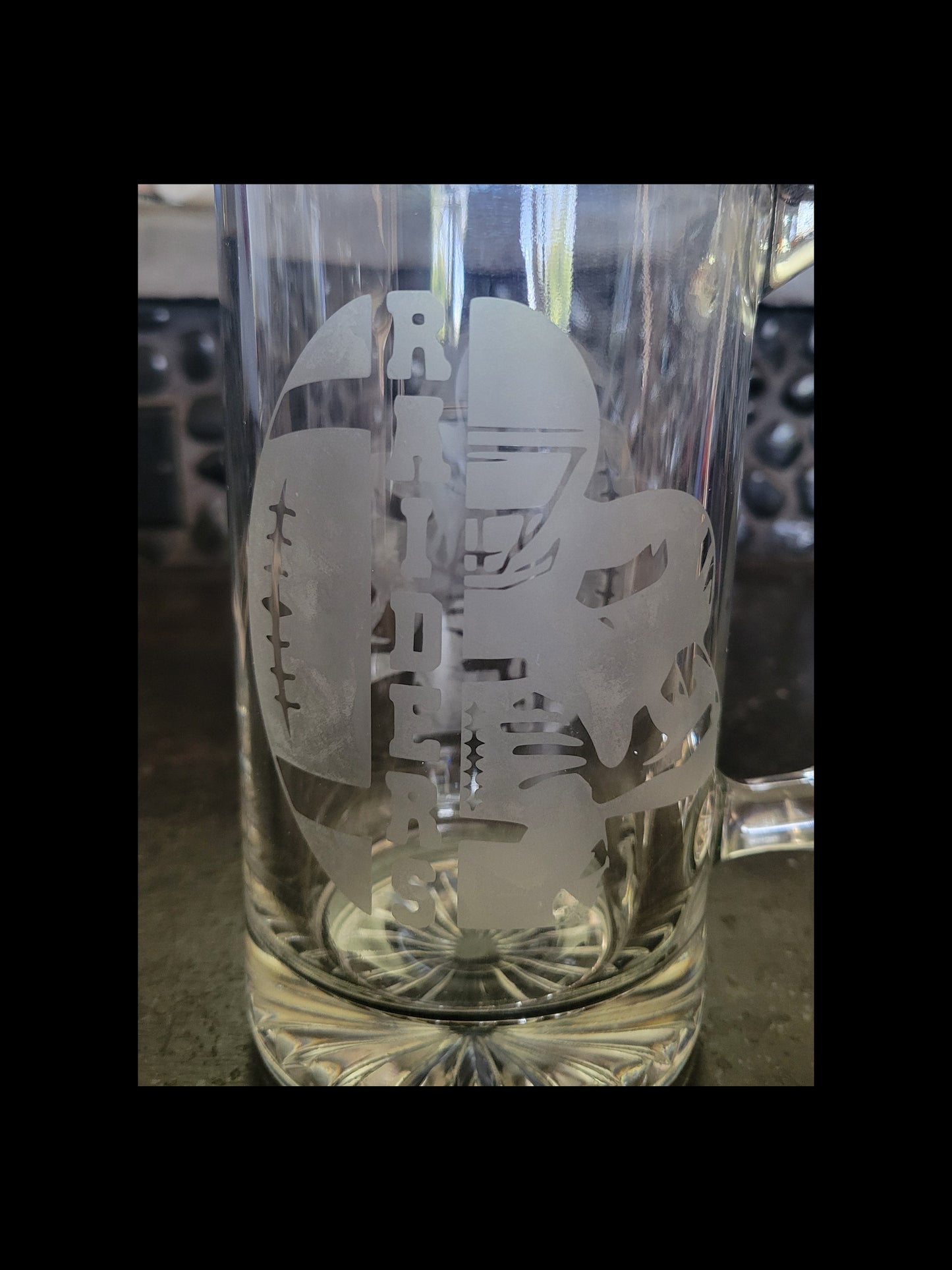 Etched Football Glass Mug Celia's Creative Creations