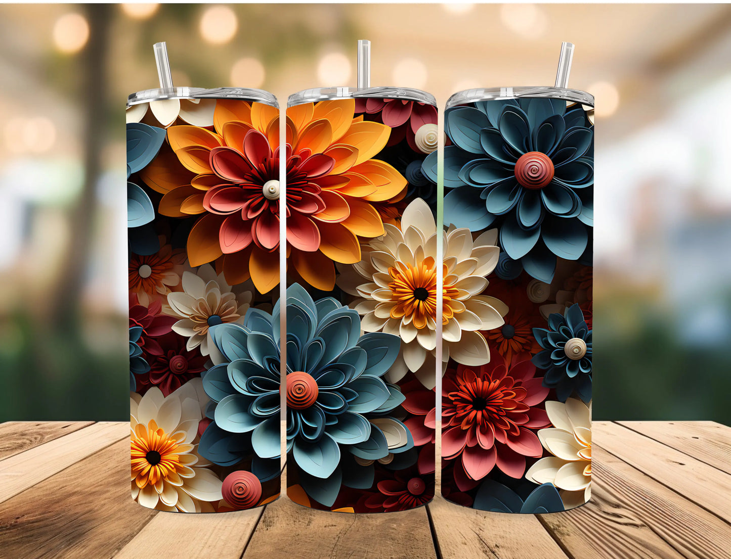 Colorful Flowers Tumbler Celia's Creative Creations