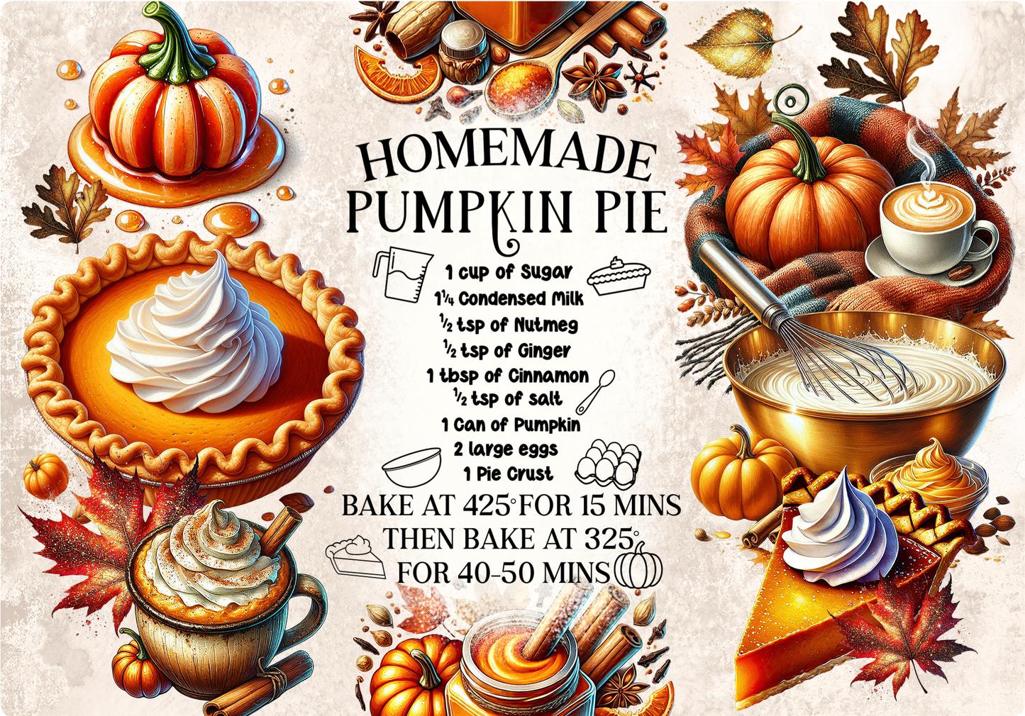 Pumpkin Pie Glass Cutting Board Celia's Creative Creations