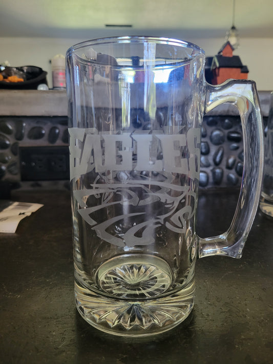 Etched Eagle Glass Mug