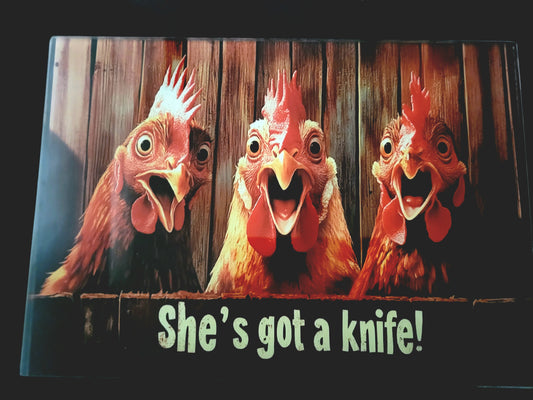 Chicken Glass  Cutting Board