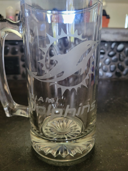 Etched Dolphin Glass Mug