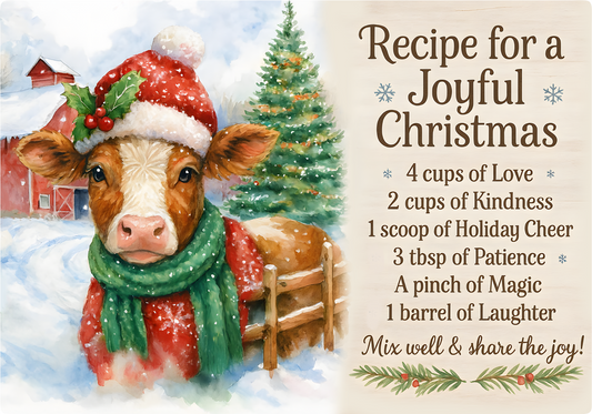 Christmas Cow Glass Cutting Board
