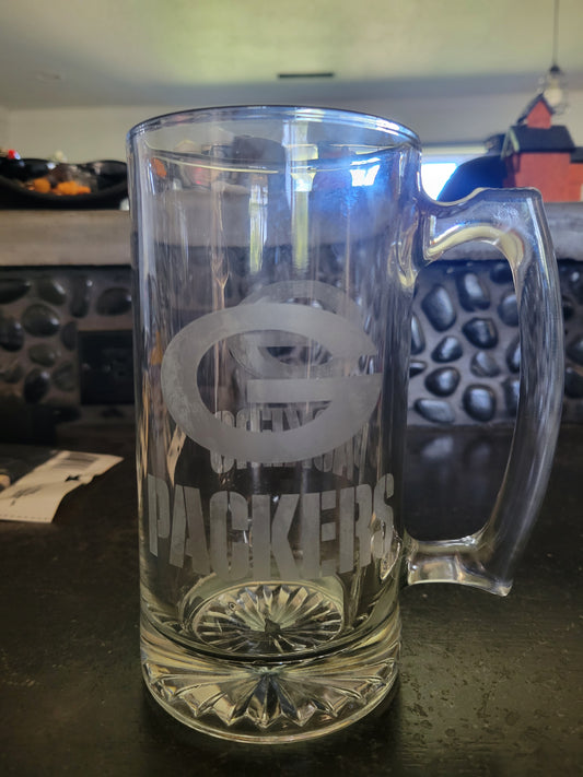 Etched Packers Glass Mug